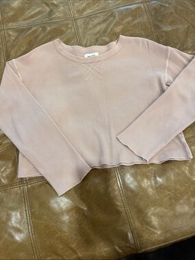 MATE the Label Blush Rose Pink Waffle Cropped Long Sleeve Thermal Tee Small